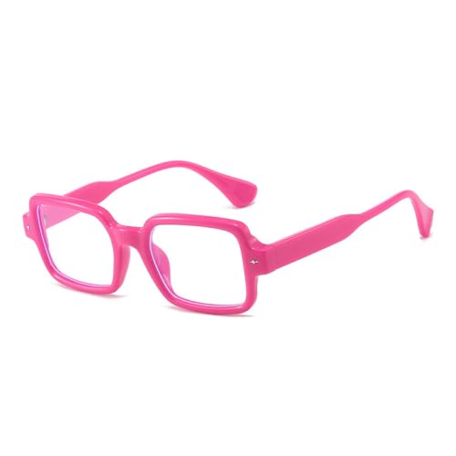 LVTFCO Modische, quadratische, doppelfarbige Sonnenbrille für Damen, Vintage-Stil, Nieten, Schattierungen, UV400, für Herren, Rahmen mit klaren Gläsern, rosafarben, klar, Einheitsgröße von LVTFCO