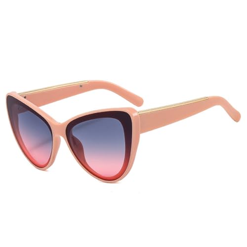 LVTFCO Modische, übergroße Katzenaugen-Sonnenbrille für Damen, Retro-Metalldekoration, trendige Herren-Sonnenbrille mit Farbverlauf, UV400, Rosa, Grau, Rosa, Einheitsgröße von LVTFCO