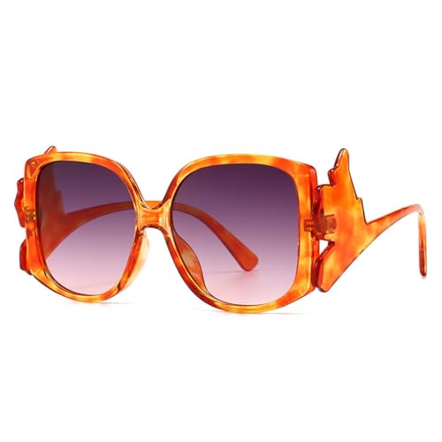 LVTFCO Modische bunte quadratische Sonnenbrille für Damen, Retro, einzigartige Beine, Farbverlauf, UV400, Herren-Trend-Sonnenbrille, Orange, Grau, Rosa, Einheitsgröße von LVTFCO