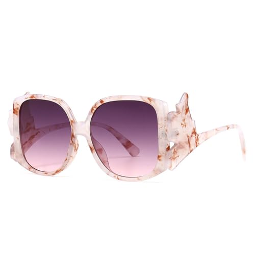 LVTFCO Modische bunte quadratische Sonnenbrille für Damen, Retro, einzigartige Beine, Farbverlauf, UV400, Herren-Trend-Sonnenbrille, Rosa, Grau, Rosa, Einheitsgröße von LVTFCO