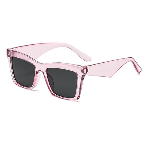 LVTFCO Modische klassische quadratische Sonnenbrille für Damen, UV400, Vintage-Punk-Brille für Herren, schlichtes Design, Sonnenbrille, transparentes Rosa von LVTFCO