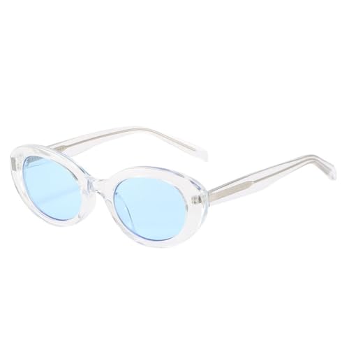 LVTFCO Modische kleine ovale Sonnenbrille für Damen, Vintage, klare Bonbonfarbe, Katzenaugen-Sonnenbrille für Herren, UV400, blau-rosa, Sonnenbrille, Schwarz-Grau, Einheitsgröße von LVTFCO