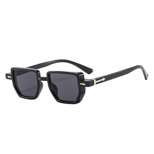 LVTFCO Modische kleine quadratische Sonnenbrille für Damen, UV400, Vintage-Punk-Nieten, weiblich, Polygon-Brille, Herren, Farbverlaufs-Sonnenbrille, Schwarz, Grau, Einheitsgröße von LVTFCO