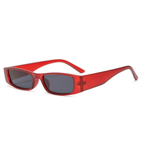 LVTFCO Modische kleine rechteckige Sonnenbrille für Damen, Retro-Trend, quadratische Sonnenbrille für Herren, UV400, Rotgrau, Einheitsgröße von LVTFCO