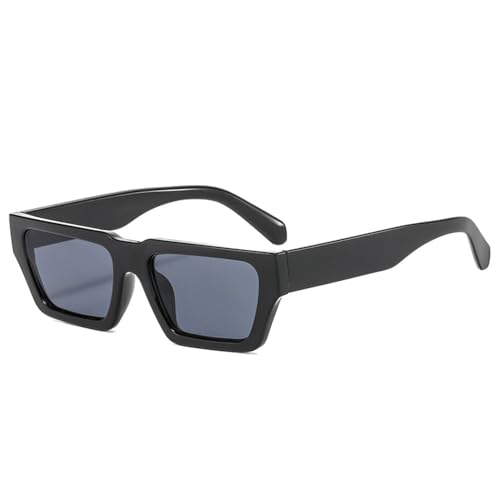 LVTFCO Modische kleine rechteckige Sonnenbrille in Gelee-Grau für Damen, UV400, Retro, quadratisch, Leopardenmuster, Herren-Sonnenbrille, Schwarz-Grau, Einheitsgröße von LVTFCO