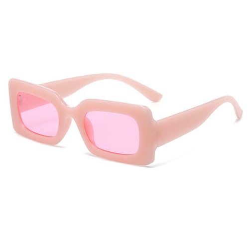 LVTFCO Modische quadratische Punk-Sonnenbrille für Damen und Herren, Trends, mehrfarbige Sonnenbrille, weiblicher Steampunk, Jelly, bunte Schattierungen, UV400-Brille, Jelly Pink Pink, Einheitsgröße von LVTFCO