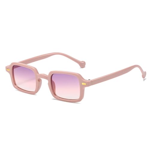 LVTFCO Modische quadratische Sonnenbrille für Damen, Retro-Nieten-Dekoration, Farbverlauf, UV400, Leopardenmuster, blaue Sonnenbrille für Herren, Rosa, Lila, Rosa, Einheitsgröße von LVTFCO