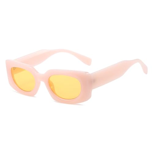 LVTFCO Modische quadratische Sonnenbrille für Damen in Jelly-Farbe, Retro, klare Ozean-Farbverlaufsgläser, Brillenschirme, UV400, trendige Sonnenbrillen für Herren, Jelly Pink Yellow, Einheitsgröße von LVTFCO