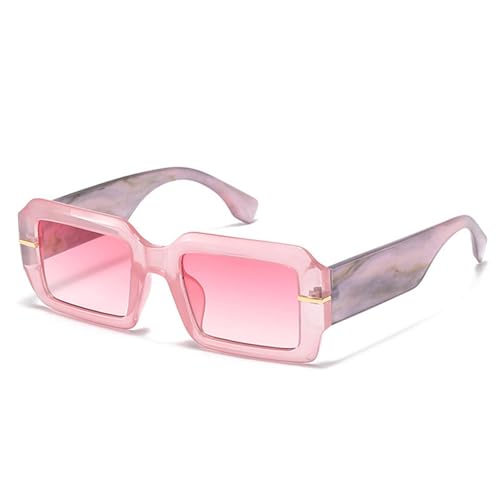 LVTFCO Modische quadratische Sonnenbrille für Damen und Herren, Retro, bunt, zweifarbig, UV400, Rosa, Rosa, Farbverlauf, Einheitsgröße von LVTFCO