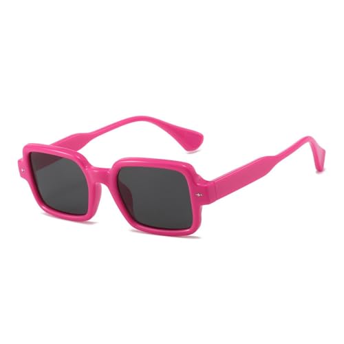 LVTFCO Modische quadratische doppelfarbige Sonnenbrille für Damen, Vintage-Stil, Nieten, Schattierungen, UV400, für Herren, Rahmen mit klaren Gläsern, Rosa, Grau, Einheitsgröße von LVTFCO