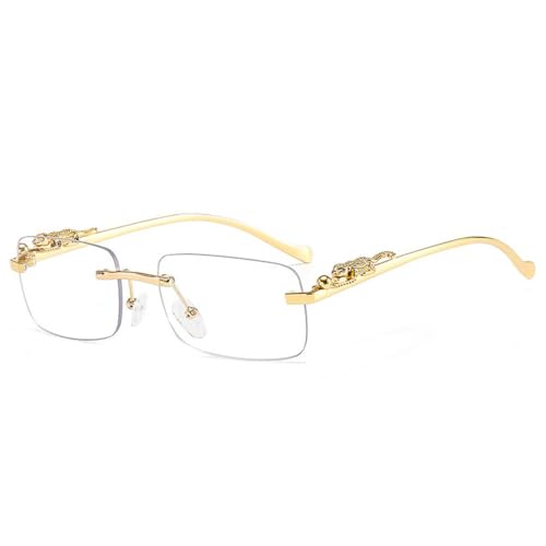 LVTFCO Modische randlose rechteckige Sonnenbrille für Damen, Retro-Dekoration, klare Ozeanlinse, Brillen für Herren, Sonnenbrillen, UV400, transparent, Einheitsgröße von LVTFCO