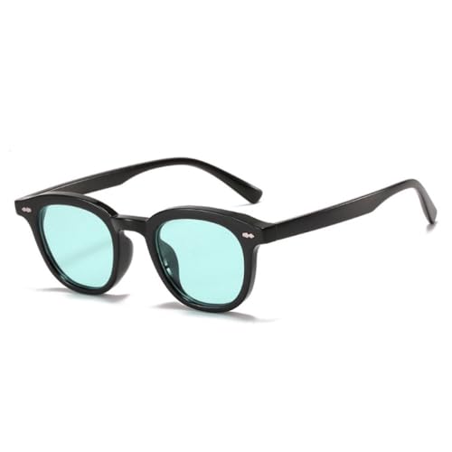 LVTFCO Modische runde Sonnenbrille für Damen, Vintage, Nieten, dekorative Gelee-Farbe, Brillen, UV400, Leoparden-Sonnenbrille für Herren, Schwarz/Grün, Einheitsgröße von LVTFCO