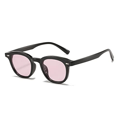 LVTFCO Modische runde Sonnenbrille für Damen, Vintage, Nieten, dekorative Gelee-Farbe, Brillen, UV400, Leoparden-Sonnenbrille für Herren, Schwarz/Pink, Einheitsgröße von LVTFCO