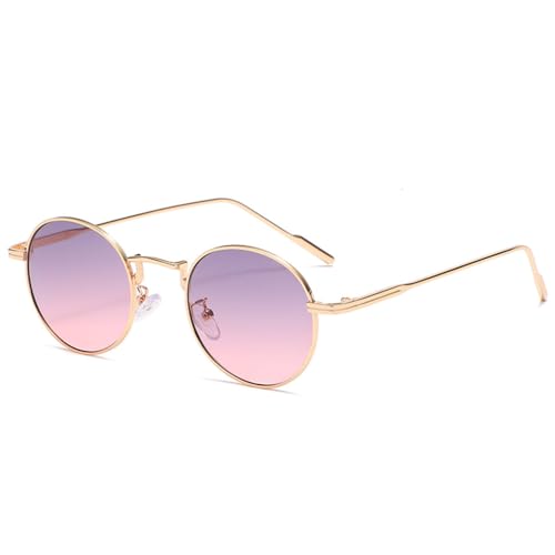 LVTFCO Modische runde Vintage-Sonnenbrille für Damen und Herren, mit Farbverlauf, für Damen, Retro-Brille aus Legierung, Rosa, Grau, Einheitsgröße von LVTFCO