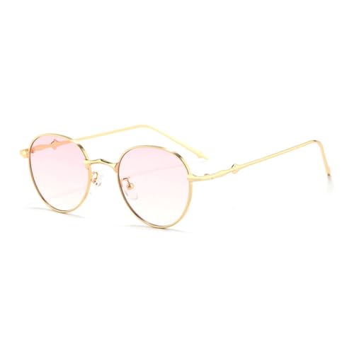 LVTFCO Ovale Sonnenbrille für Damen, Metallrahmen, Vintage, Farbverlauf, Sonnenbrille für Herren, Damenbrille, UV400, Pink von LVTFCO