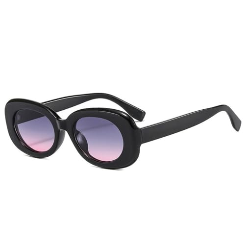 LVTFCO Ovale Sonnenbrille für Damen im Retro-Stil, modisch, geleegrün, orange, UV400-Schutz, trendige Sonnenbrille mit Farbverlauf für Herren, Schwarz, Grau, Rosa, Einheitsgröße von LVTFCO