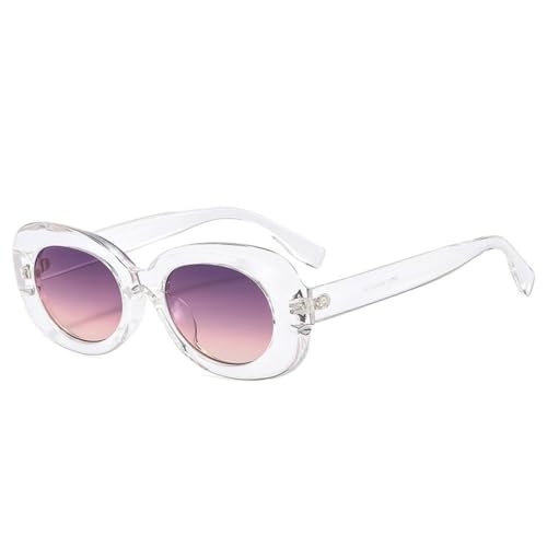 LVTFCO Ovale Sonnenbrille für Damen im Retro-Stil, modisch, geleegrün, orange, UV400-Schutz, trendige Sonnenbrille mit Farbverlauf für Herren, Violett-Gelb, Einheitsgröße von LVTFCO