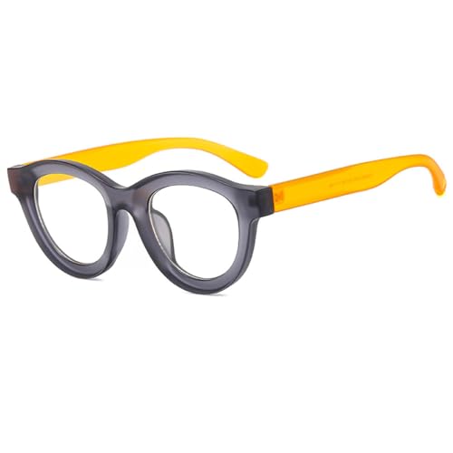 LVTFCO Ovale dicke modische Sonnenbrille für Herren und Damen, Punk-Retro-Sonnenbrille, minimalistische Schutzbrille, UV400, grau gelb klar von LVTFCO