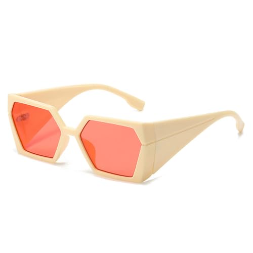 LVTFCO Polygon Square Damenmode-Sonnenbrille mit Farbverlauf, UV400, Beigerot, Einheitsgröße von LVTFCO