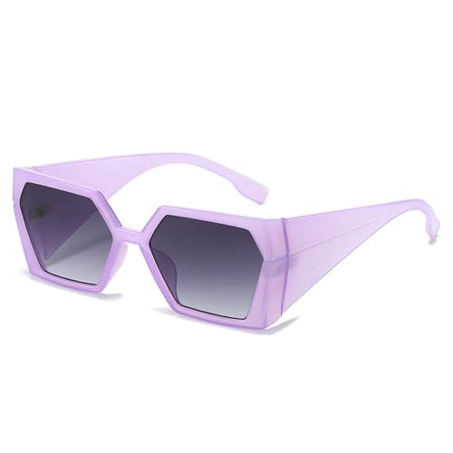 LVTFCO Polygon Square Damenmode Sonnenbrille mit Farbverlauf UV400, Lila-Grau-Farbverlauf, Einheitsgröße von LVTFCO