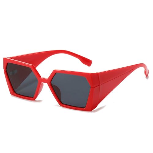 LVTFCO Polygon Square Damenmode Sonnenbrille mit Farbverlauf UV400, Rotgrau, Einheitsgröße von LVTFCO