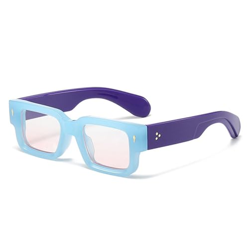 LVTFCO Quadratische Sonnenbrille Damen Vintage Nieten Trending Clear Ocean Gradient Lens Shades UV400 Herren Punk Sonnenbrille, Blau Rosa Farbverlauf, Einheitsgröße von LVTFCO