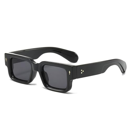 LVTFCO Quadratische Sonnenbrille Damen Vintage Nieten Trending Clear Ocean Gradient Lens Shades UV400 Herren Punk Sonnenbrille, Schwarz Grau, Einheitsgröße von LVTFCO