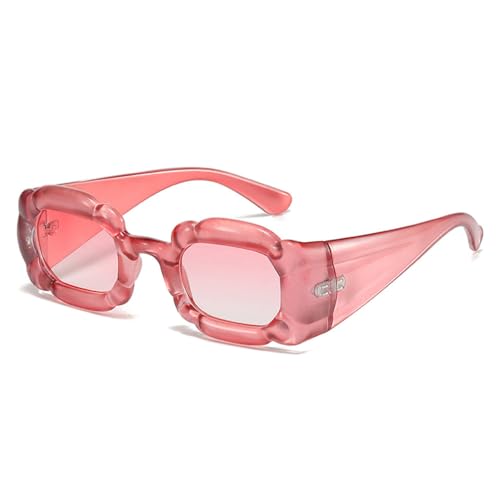 LVTFCO Quadratische Sonnenbrille für Damen in Bonbonfarben, UV400, Vintage-Farbverlauf, Herren, unregelmäßige Sonnenbrille mit weiten Beinen, Pink, Pink, Farbverlauf, Einheitsgröße von LVTFCO