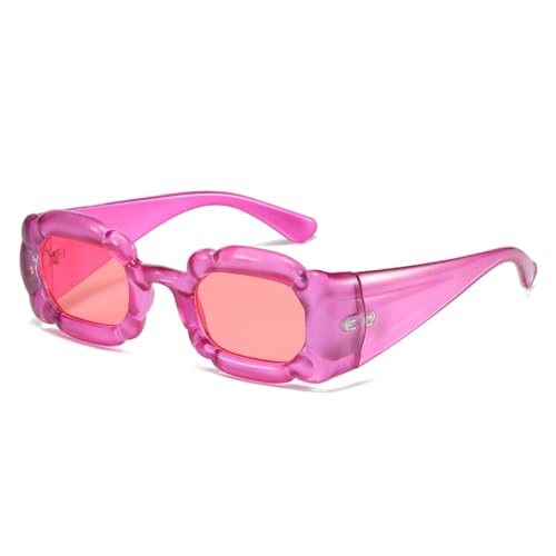 LVTFCO Quadratische Sonnenbrille für Damen in Bonbonfarben, UV400, Vintage-Farbverlauf, unregelmäßige Sonnenbrille mit weiten Beinen, Violett/Pink, Einheitsgröße von LVTFCO