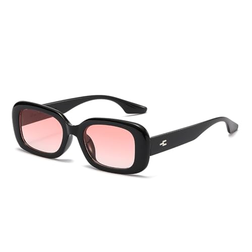 LVTFCO Quadratische Sonnenbrille für Damen und Herren, Vintage, trendige Brillen, kleine rechteckige Sonnenbrille, klassische Freizeitbrille, UV400, Schwarz, Farbverlauf Pink von LVTFCO