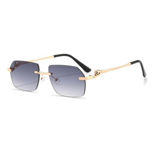 LVTFCO Randlose rechteckige Sonnenbrille für Damen, modisch, rahmenlos, quadratisch, Damen-Sonnenbrille, klassische Farbverlaufsbrille, UV400, grau von LVTFCO