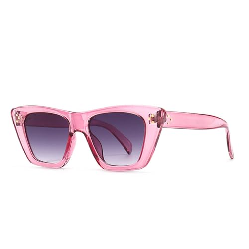 LVTFCO Retro Cat Eye Damen Sonnenbrille Mode Bonbonfarben Brillen Herren Blau Rosa Sonnenbrille Shades UV400, rosa grauer Farbverlauf, Einheitsgröße von LVTFCO