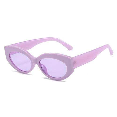 LVTFCO Retro Cat Eye Jelly Color Sonnenbrille Damenmode Ovale Linse Brillen Schattierungen UV400 Herren Trendige Sonnenbrille, Lila Lila, Einheitsgröße von LVTFCO