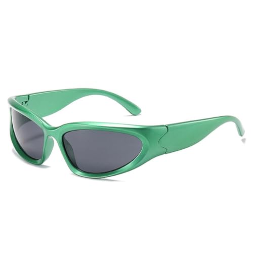 LVTFCO Retro Cat Eye Männer Punk Sonnenbrille Mode Bunte Spiegel Shades UV400 Brille Frauen Sport Fahren Sonnenbrille,Grün Grau,Einheitsgröße von LVTFCO