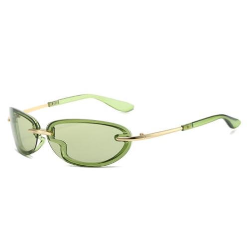 LVTFCO Retro Oval Damen Luxus Sonnenbrille Mode Bonbonfarben UV400 Herren Katzenaugen Outdoor Sport Spiegelbrille,Grün Grün,Einheitsgröße von LVTFCO