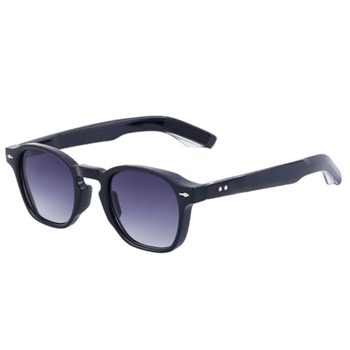 LVTFCO Retro Ovale Sonnenbrille Damen Nieten Punk Farbverlauf Sonnenbrille UV400 Herren Dunkelgrün Sonnenbrille,Schwarz Grau Farbverlauf,Einheitsgröße von LVTFCO