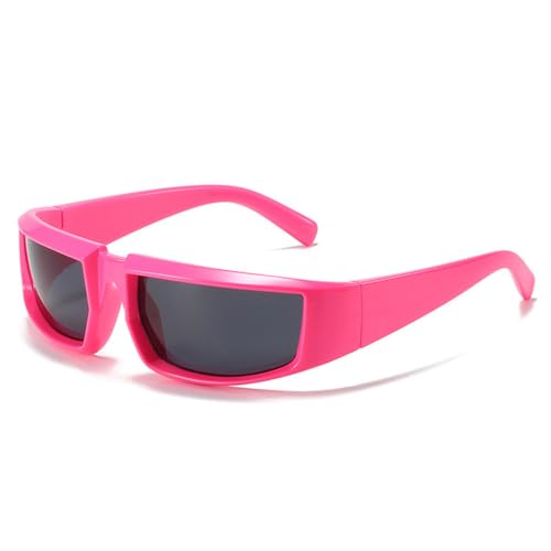 LVTFCO Retro-Punk-Sonnenbrille für Damen, modisch, bunt, verspiegelt, UV400, Brillen, Herren, Outdoor-Sport, Fahrbrille, Rosa, Grau, Einheitsgröße von LVTFCO