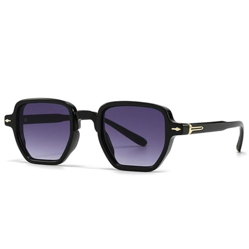 LVTFCO Retro Quadratische Sonnenbrille für Damen, modische Nieten, Punk-Stil, dunkelgrün, Sonnenbrille, UV400, Schwarz-Grau-Farbverlauf, Einheitsgröße von LVTFCO