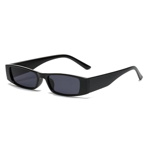 LVTFCO Retro Rechteckige Sonnenbrille Damenmode Kleine Sonnenbrille Für Damen Trend UV400,Helles Schwarz,Einheitsgröße von LVTFCO