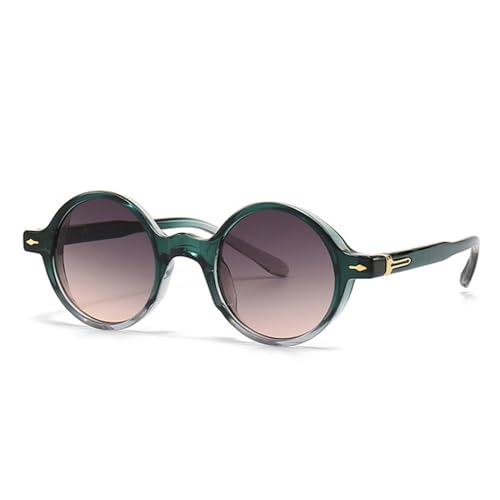 LVTFCO Retro Runde Punk Damen Sonnenbrille Mode Farbverlauf Sonnenbrille UV400 Männer Nieten Sonnenbrille,Dunkelgrün Grau Rosa,Einheitsgröße von LVTFCO