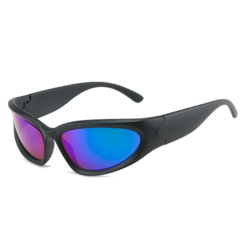 LVTFCO Retro-Sonnenbrille im Katzenaugen-Design für Herren, Punk-Stil, modisch, bunt, verspiegelt, UV400-Schutz, Sonnenbrille für Damen, Sport, Autofahren, Schwarz/Grün, Einheitsgröße von LVTFCO