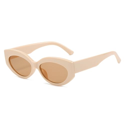 LVTFCO Retro-Sonnenbrille im Katzenaugen-Stil, Jelly-Farbe, für Damen, modische ovale Gläser, Sonnenbrillen, UV400, trendige Sonnenbrillen für Herren, Beige-Champagner, Einheitsgröße von LVTFCO