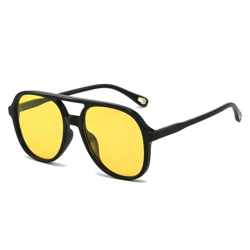 LVTFCO Retro-Sonnenbrille mit Doppelsteg, polarisiert, für Herren, klassische Sonnenbrille mit Farbverlauf, UV400, trendige Autofahrer-Sonnenbrille, Schwarz/Gelb, Einheitsgröße von LVTFCO