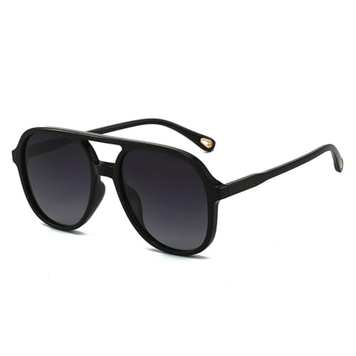 LVTFCO Retro-Sonnenbrille mit Doppelsteg, polarisiert, für Herren, klassische Sonnenbrille mit Farbverlauf, UV400, trendige Autofahrer-Sonnenbrille, Schwarz-Grau-Farbverlauf, Einheitsgröße von LVTFCO