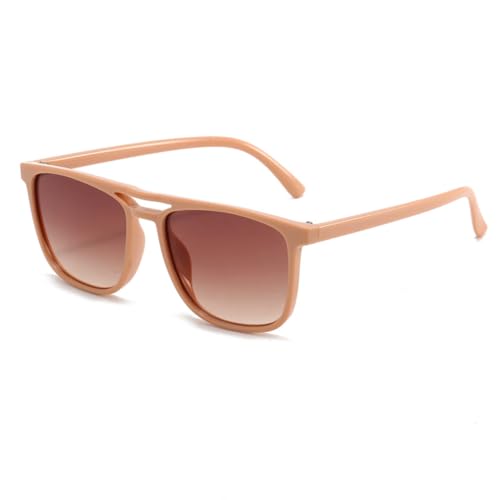 LVTFCO Retro-Sonnenbrille mit Doppelsteg für Damen, modische Brillen, Leopardenmuster, quadratische Sonnenbrille für Herren, UV400, für Damen, Milchtee von LVTFCO