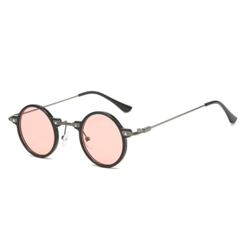 LVTFCO Retro Steampunk Kleine Runde Herren Hip Hop Sonnenbrille Mode Damen Klare Ozeangläser Sonnenbrille UV400 Damen Brillengestell,Schwarz Pink,Einheitsgröße von LVTFCO