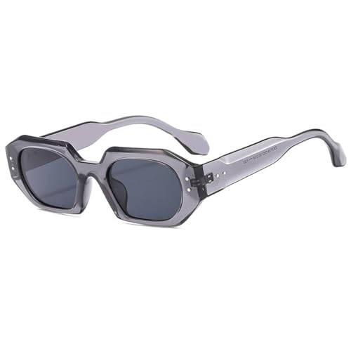 LVTFCO Retro Unregelmäßige Polygonale Sonnenbrille Kontrastfarben Vielseitige Outdoor-Sonnenbrille,grau von LVTFCO