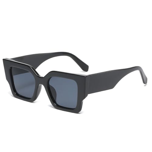 LVTFCO Retro Unregelmäßige Quadratische Sonnenbrille Damen Jelly White Shades UV400 Mode Männer Polygon Cat Eye Leopard Sonnenbrille,Schwarz Grau,Einheitsgröße von LVTFCO