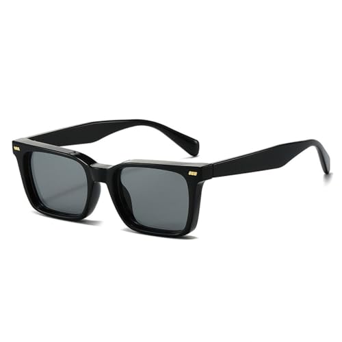 LVTFCO Sonnenbrille für Damen, modisch, quadratisch, dunkelgrüne Farbtöne, UV400, Retro-Nieten, Dekoration, Punk, Herren-Sonnenbrille, Schwarz, Grau, Einheitsgröße von LVTFCO