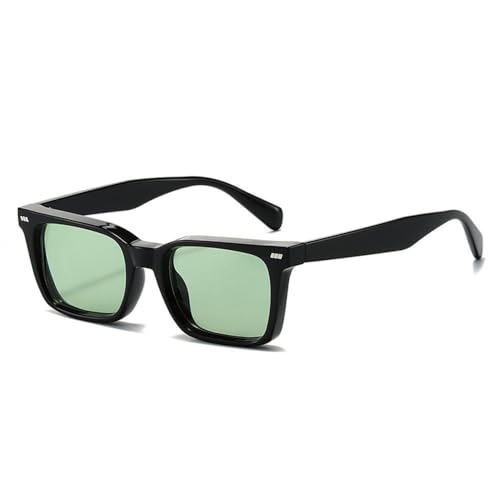 LVTFCO Sonnenbrille für Damen, modisch, quadratisch, dunkelgrüne Farbtöne, UV400, Retro-Nieten, Dekoration, Punk, Herren-Sonnenbrille, schwarz grün, Einheitsgröße von LVTFCO